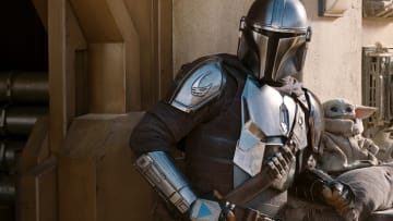 The Mandalorian (Pedro Pascal) and the Child in THE MANDALORIAN, season two, exclusively on Disney+. Image courtesy Disney+