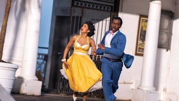 Doctor Who. Image shows Belinda Chandra (Varada Sethu) The Doctor (Ncuti Gatwa) Credit: James Pardon/BBC Studios/Disney/Bad Wolf