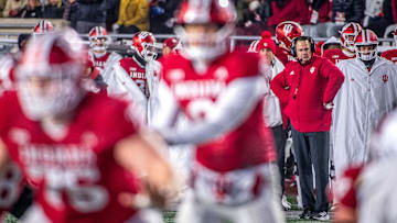 Indiana Head Coach Curt Cignetti watches during the Indiana versus Purdue football game at Memorial Stadium on Saturday, Nov. 30, 2024.