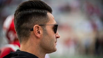 Indiana Quarterback Coach Tino Sunseri before the start of the Indiana versus Michigan football game at Memorial Stadium on Friday, Nov. 9, 2024.