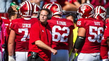 Indiana Head Coach Curt Cignetti looks up at the scoreboard during the Indiana versus Nebraska football game at Memorial Stadium on Saturday, Oct. 19, 2024.