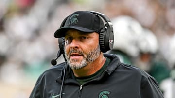 Michigan State's assistant head coach Chris Kapilovic on the sideline during the football game against Washington on Saturday, Sept. 16, 2023, at Spartan Stadium in East Lansing.