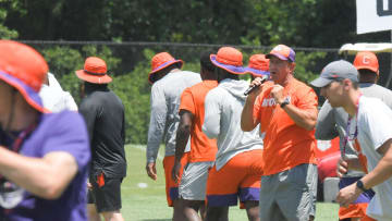 Clemson head coach Dabo Swinney talks to campers during Dabo Swinney 2022 Football Camp in Clemson Wednesday, June 1, 2022.

Dabo Swinney 2022 Football Camp In Clemson With Recruit Prospects