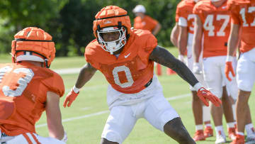 Clemson linebacker Barrett Carter (0) during Clemson football practice at Jervey Meadows in Clemson, S.C., Wednesday, August 7, 2024.