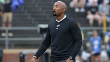 Purdue assistant coach James Adams watches warm ups prior to a NCAA football game between the Purdue Boilermakers and the Minnesota Gophers, Saturday, Oct. 2, 2021 in West Lafayette.

Pfoot Vs Minnesota