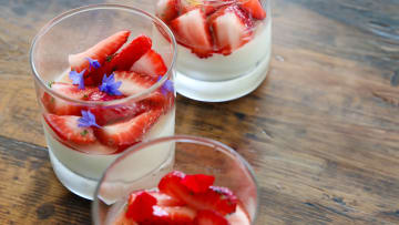 Panna cotta with strawberry salad is the dessert of the summer.