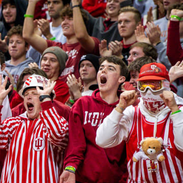 Indiana fans cheer at Simon Skjodt Assembly Hall.