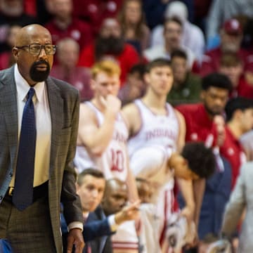 Indiana's Mike Woodson watches during the Indiana versus Minnesota men's basketball game at Simon Skjodt Assembly Hall on Monday, Dec. 9, 2024.
