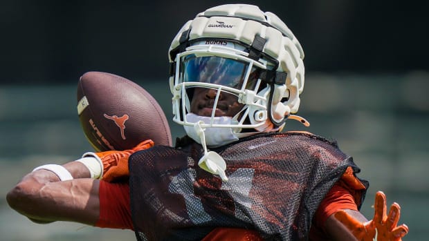 Texas Longhorns wide receiver Silas Bolden during the sixth day in full pads during fall football camp practice for the Texas