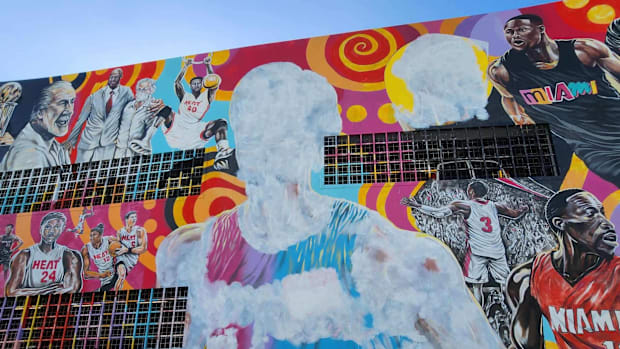 A closer look at the revised Jimmy Butler mural.