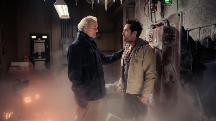 Bill Murray and Paul Rudd on the set of Columbia Pictures GHOSTBUSTERS: FROZEN EMPIRE.