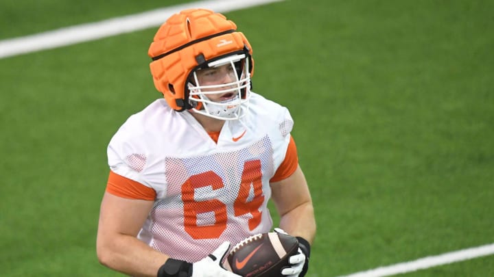 Clemson offensive lineman Walker Parks (64) during the Clemson second football August practice in Clemson, S.C. Friday August 2, 2024.