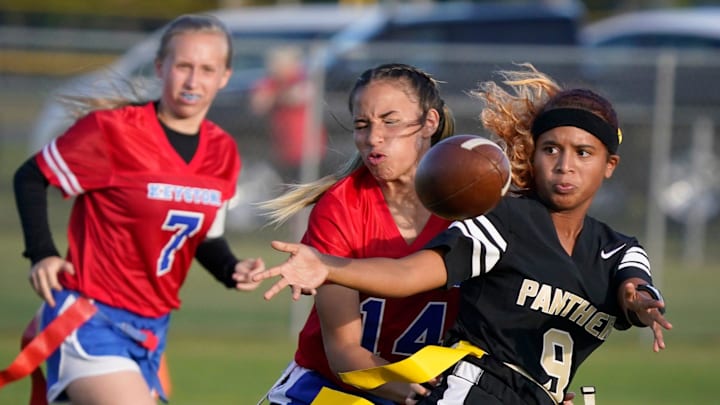 Pine Ridge vs Keystone Heights during District Flag Football Tournament at Ormond Beach Sports Complex, Wednesday, April 21, 2021.
Flag Football10 Pine Ridge vs Keystone Heights during District Flag Football Tournament at Ormond Beach Sports Complex, Wednesday, April 21, 2021.
Flag Football10