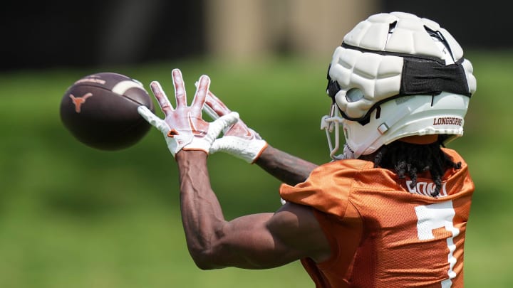 Texas Longhorns Isaiah Bond during the first fall football camp practice for the Texas Longhorns at Denius Fields on Wednesday, July 31, 2024.