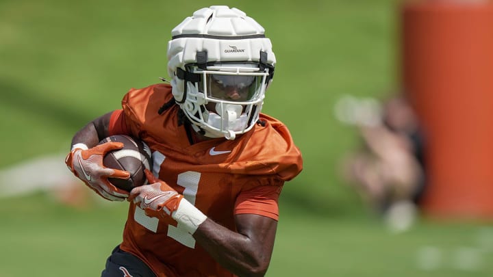 Texas Longhorns Silas Bolden during the first fall football camp practice for the Texas Longhorns at Denius Fields on Wednesday, July 31, 2024.