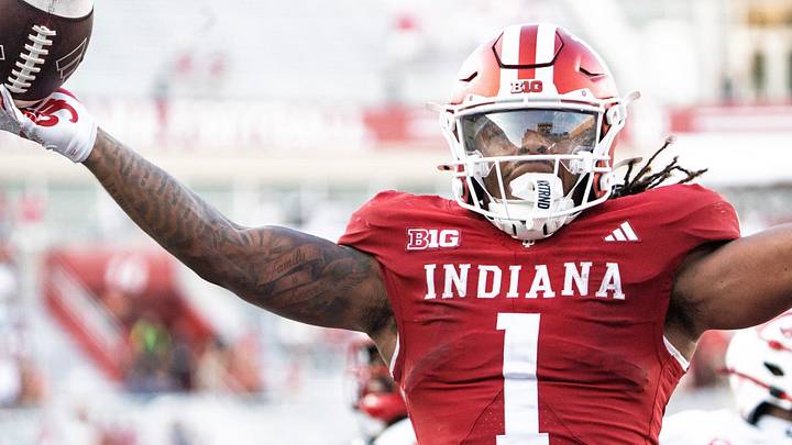 Indiana's Turbo Richard (1) runs for a touchdown during the Indiana versus Western Kentucky football game at Memorial Stadium on Saturday, Sept. 19, 2026.