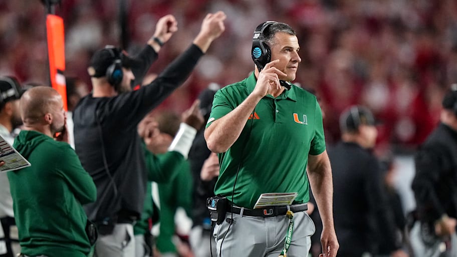 Miami Hurricanes coach Mario Cristobal on the sideline during the national championship against Indiana.