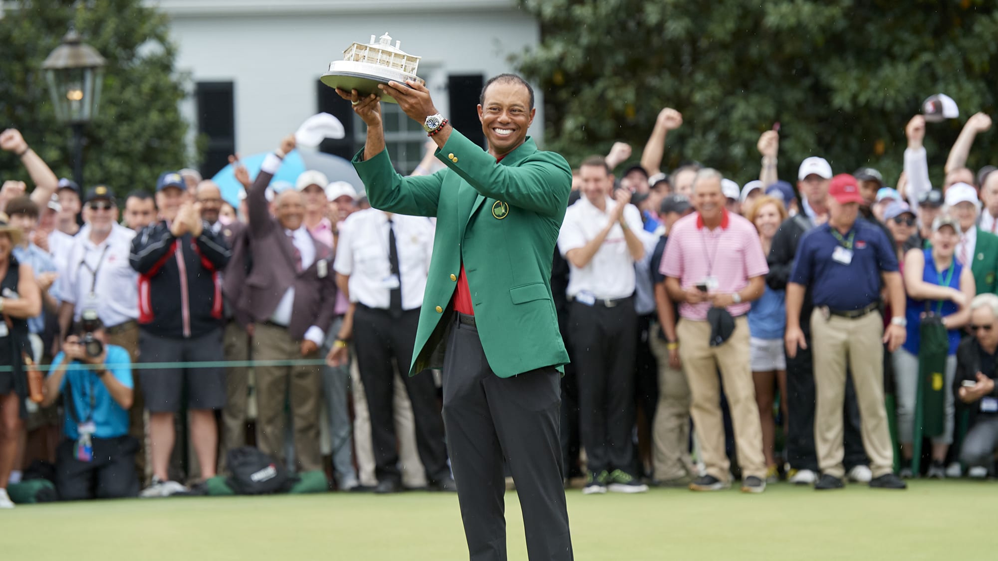 Tiger Woods and the trophy after winning the 2019 Masters.