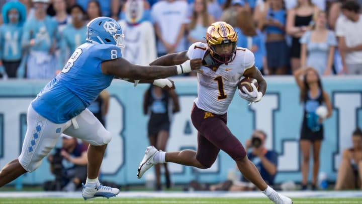 Darius Taylor runs against North Carolina during a 2023 game in Chapel Hill. 