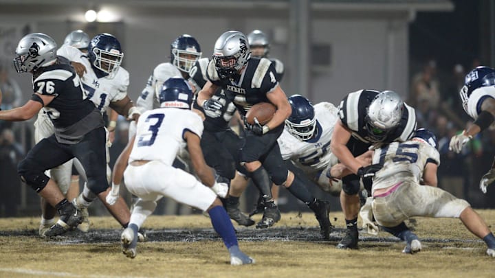 Robbinsville's Cuttler Adams carries the ball against Mount Airy, Dec. 1, 2023.