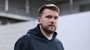 Feb 20, 2025; Portland, Oregon, USA; Los Angeles Lakers guard Luka Doncic (77) walks to the locker room before a game against the Portland Trail Blazers at Moda Center. Mandatory Credit: Troy Wayrynen-Imagn Images