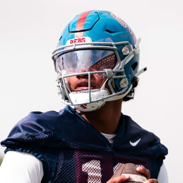 Ole Miss Rebels quarterback Austin Simmons in spring practice.