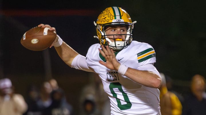 Crest football quarterback Ely Hamrick guided his team to a 31-14 win on Dec. 13 in the 5A championship game. Crest football quarterback Ely Hamrick guided his team to a 31-14 win on Dec. 13 in the 5A championship game.