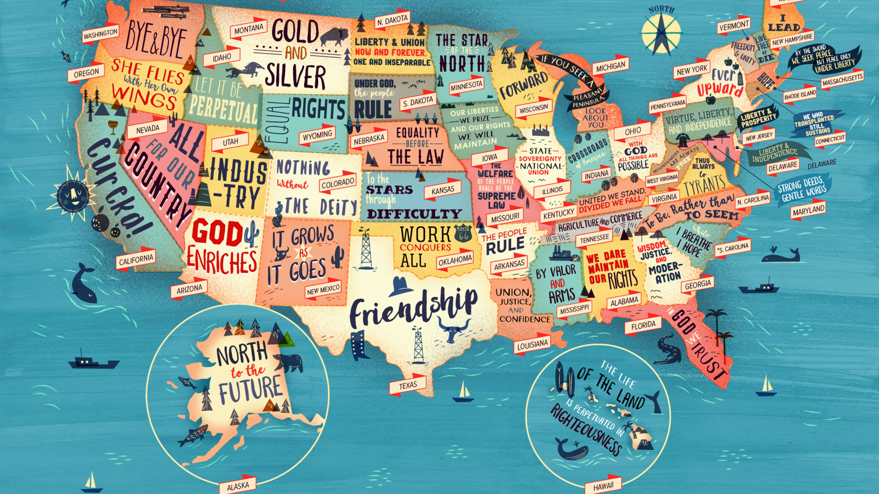 The Motto of Each U.S. State, Mapped