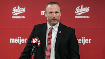 Indiana Hoosiers head basketball coach Darian DeVries speaks to the media on Wednesday, March 19, 2025.