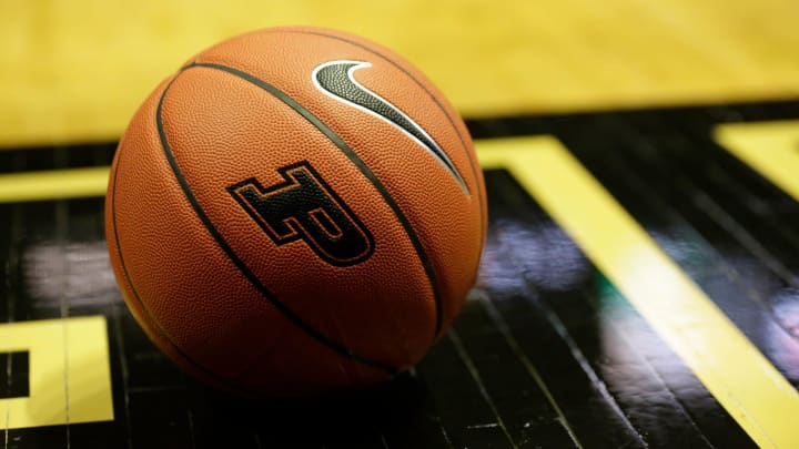 A Nike Basketball with a Purdue logo 