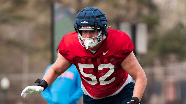 Ole Miss Rebels offensive lineman Julius Buelow during 2024 fall camp.