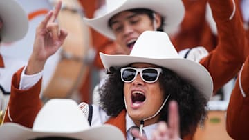 Nov 4, 2023; Austin, Texas, USA; Texas Longhorns band performs for fans outside of Darrell K Royal-Texas Memorial Stadium before the game against the Kansas State Wildcats. Mandatory Credit: Ricardo B. Brazziell-Imagn Images