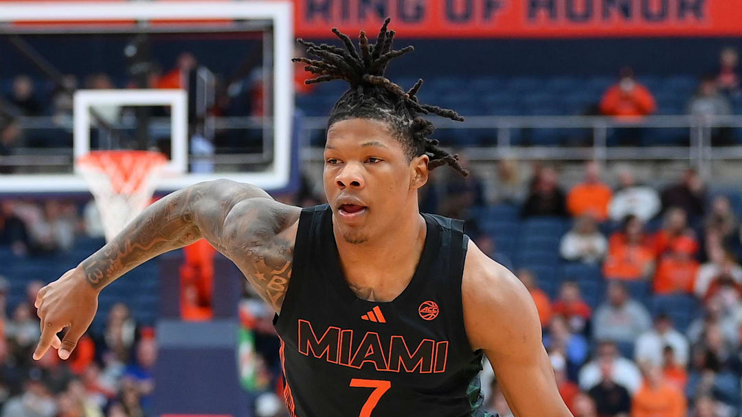 Jan 24, 2026; Syracuse, New York, USA; Miami Hurricanes forward Shelton Henderson (7) drives during the first half against the Syracuse Orange at the JMA Wireless Dome. Mandatory Credit: Rich Barnes-Imagn Images Jan 24, 2026; Syracuse, New York, USA; Miami Hurricanes forward Shelton Henderson (7) drives during the first half against the Syracuse Orange at the JMA Wireless Dome. Mandatory Credit: Rich Barnes-Imagn Images