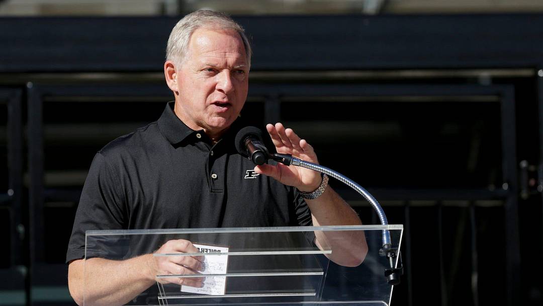 Mike Bobinski, Purdue Athletics director speaks during a dedication ceremony.