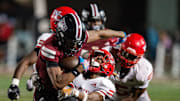 Germantown Mavericks' wide receiver KeyShaun Coleman (13) runs the ball during the game against the Warren Central Vikings in Madison, Miss., on Friday, Sept. 13, 2024.