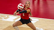 Nebraska libero Laney Choboy passes the ball against Oregon. She finished with 20 digs against Illinois.