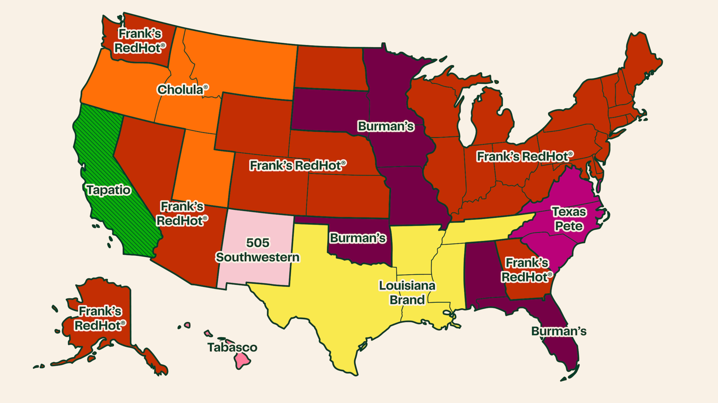The Most Popular Hot Sauce in Each State, Mapped