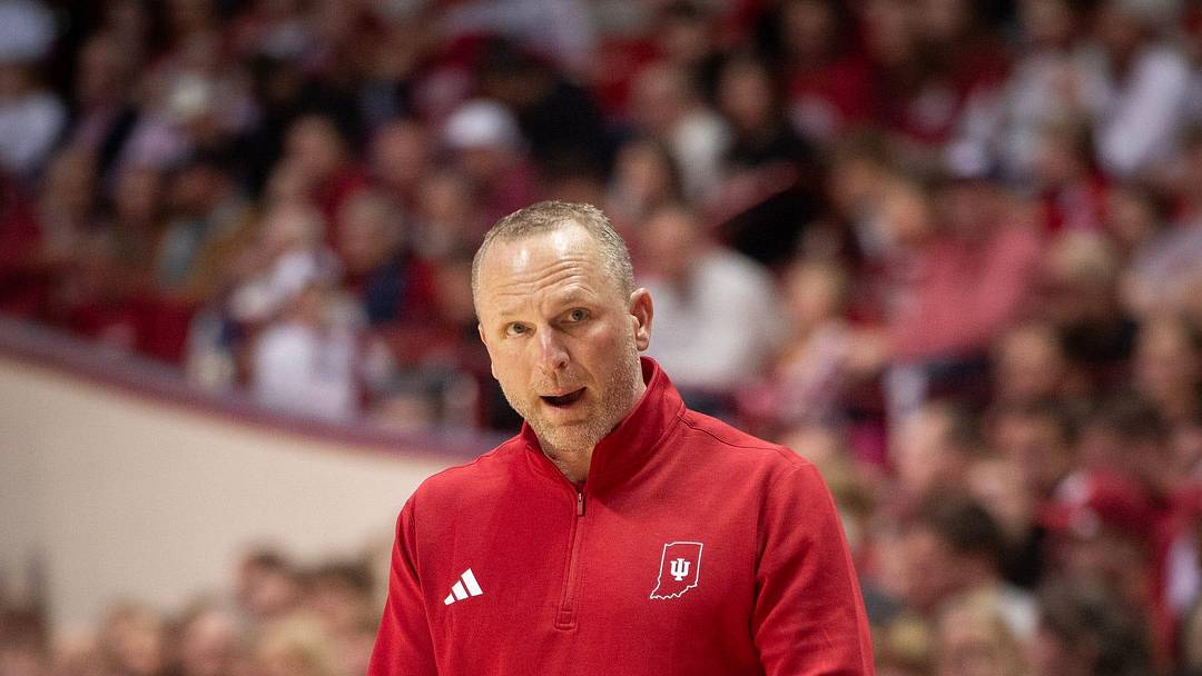 Indiana Head Coach Darian DeVries during the Indiana versus Minnesota men's basketball game at Simon Skjodt Assembly Hall on Wednesday, March 4, 2026.