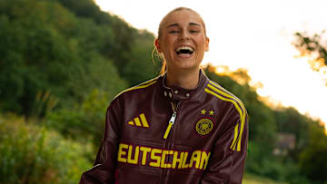 Jule Brand in her custom adidas x Antonia Bronze jacket.