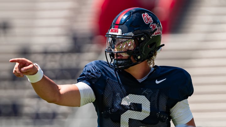 Ole Miss Rebels QB Jaxson Dart during fall camp.