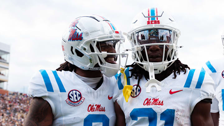 Juice Wells (left) and Henry Parrish in Ole Miss' game against Wake Forest on Saturday.