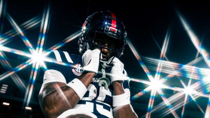 Ole Miss safety Trey Washington models the Rebels' uniform for Saturday's season opener vs. Furman.