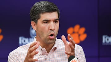 Graham Neff, Clemson University Tigers Athletic Director, gives a State of Clemson Athletics speech in the Smart Family Media Center in Clemson, S.C. Wednesday, August 21, 2024.