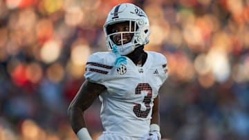 Mississippi State's wide receiver Kevin Coleman Jr. (3) smiles after scoring a touchdown during the Egg Bowl game against Mississippi at Vaught-Hemingway Stadium on Friday, Nov. 29, 2024.