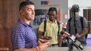 Clemson Head Coach Erik Bakich talks about the Super Regional series, what he will be doing this summer regarding the team number 128 for next year, and honoring Aidan Knaak for his freshman pitcher of the year, during an season wrap up press conference at Doug Kingsmore Stadium in Clemson, S.C. Wednesday, June 12, 2024.