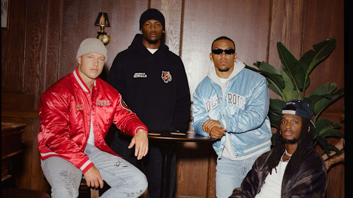 Christian McCaffrey, Tee Higgins, Amon-Ra St. Brown, and CeeDee Lamb are the faces of the NFL and Abercrombie's new partnership. Christian McCaffrey, Tee Higgins, Amon-Ra St. Brown, and CeeDee Lamb are the faces of the NFL and Abercrombie's new partnership.