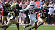 Sep. 20, 2025; Blacksburg, Va.; Virginia Tech running back Marcellous Hawkins (27) runs the ball.