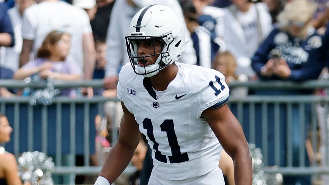 Penn State football linebacker LaVar Arrington II at the Blue-White Spring Game 2025