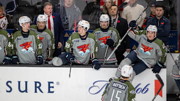 Coachella Valley Firebirds host Ontario Reign on Military Appreciation Night at Acrisure Arena in Palm Desert, Calif., on Sunday, November 10, 2024.