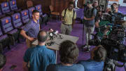 Clemson Head Coach Erik Bakich talks about the Super Regional series, what he will be doing this summer regarding the team number 128 for next year, and honoring Aidan Knaak for his freshman pitcher of the year, during an season wrap up press conference at Doug Kingsmore Stadium in Clemson, S.C. Wednesday, June 12, 2024.